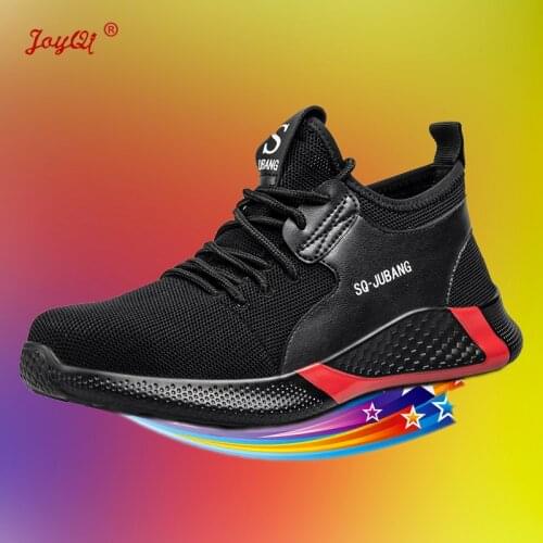 Men safety shoes with steel toe cap fashion women work boots sneakers casual male shoes JOY-173