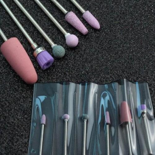 6pcs/bag Silicone Ceramic Stone Nail Drill Set Electric Milling Cutter for Manicure Machine Rotary Bit Cuticle Clean Accessories