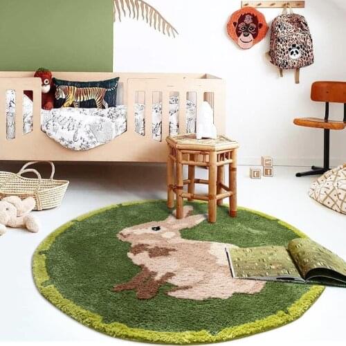 Round shaped 3D pattern 2cm thickness polyester floor mat for tent, big size Nordic style kids room decoration area rug