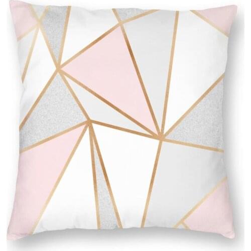 Pink Grey Gold Geometric Abstract Pattern Cushion Cover Sofa Decoration Geometry Square Throw Pillow Cover 40x40