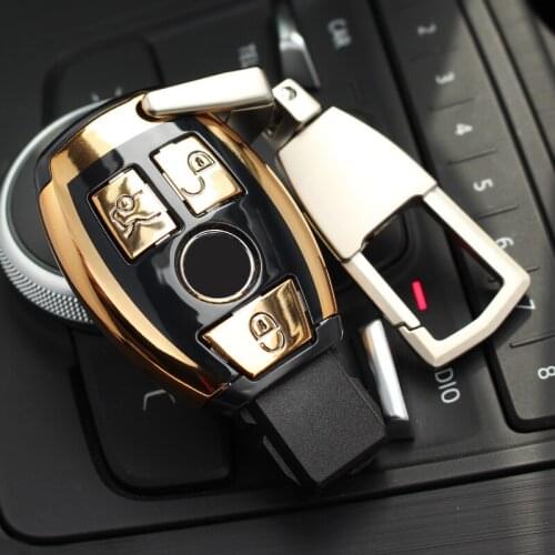 ABS Auto New Car Styling Remote Key Shell Key Case Cover With Keyring Key chain Buckle For Mercedes Benz C Class W205 GLC GLA
