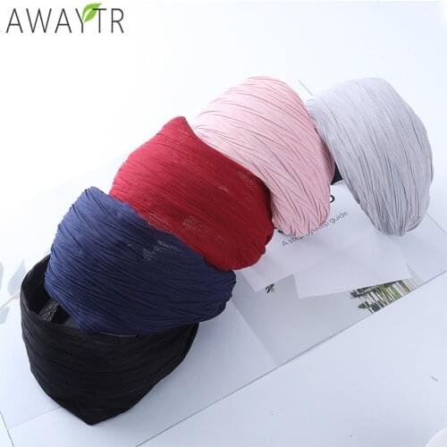 AWAYTR Fashion Wide Hairband Solid Turban Solid Elastic Hair Head Hoop Bands Hair Accessories Headband for Women Girls Headdress