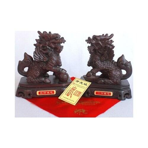 A pair of kylin ornaments prosperous office stores open wealth called Kitty model statues sculpture Home wedding decoration dies