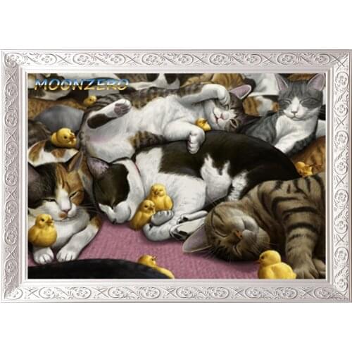 Full Square Crystal 5D DIY Diamond Painting Animals Cat and Chick Embroidery Cross Stitch Kit Rhinestone Mosaic Picture Decor