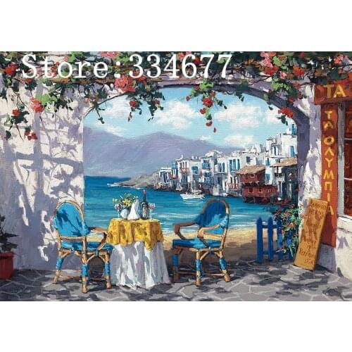 Seaside island Cross Stitch Kits Crafts 14CT Unprinted Chic Scenery Embroidered Handmade Art Oil Painting Wall Home Decor