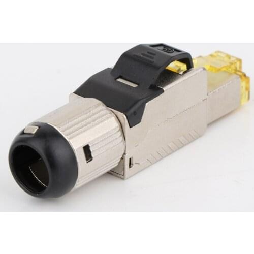 Monosaudio Cat 8 RJ45 Connectors Tool Free Easy Jack Shielding RJ45 Metal Die-Cast Field Termination Plug Cat 7 Cat 8 22-24AWG