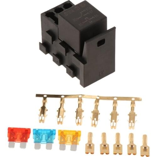 4-Slot Relay Box [1 Relays] [3 Blade Fuses] [Easy Installation] - Fuse Relay Box for Automotive and Marine Use