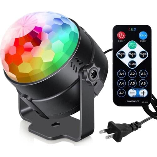 RGB Disco Ball Party Lights DJ Disco Light LED Projector Strobe Lamp Birthday Party Car Club Bar Karaoke Xmas Sound Activated