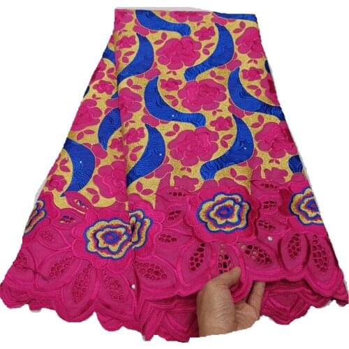 SJ Lace 5yards Dubai Fabric African 100%Cotton Lace Fabric 2021 High Quality Lace Material In Switzerland Embroidery Lace y3-24
