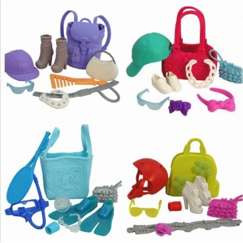 Doll Bag Hat Glasses Shoes for Princess Doll Toy Fashion Female Doll Decors Necklace Headband Dolls Accessories DIY Doll