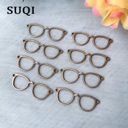 SUQI 6 PCS 50mm Bronze glasses double hole Earring Necklace Earrings Bracelet Pendant a lot Ornaments jewelry making Accessories