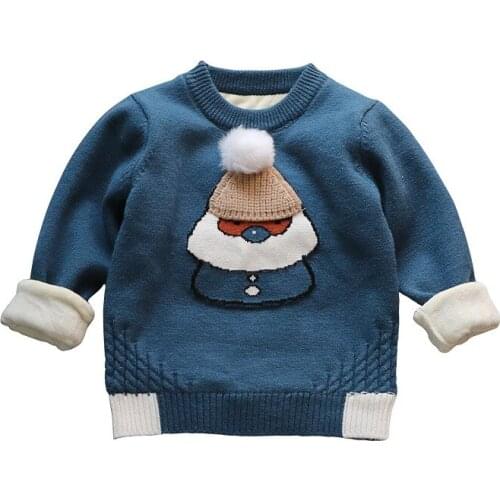 Childrens sweater plus velvet autumn and winter boys sweaters sweaters sweaters thick childrens shirts
