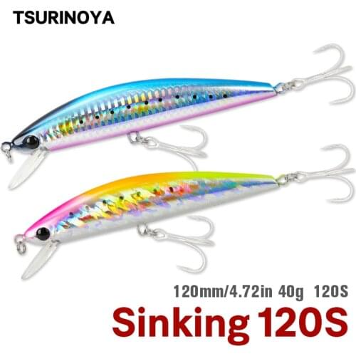 TSURINOYA Sea Fishing Lure Sinking big Minnow Hard 120mm 40g DW37 High Strength Boat Fishing Hard Bait Saltwater Wobbler