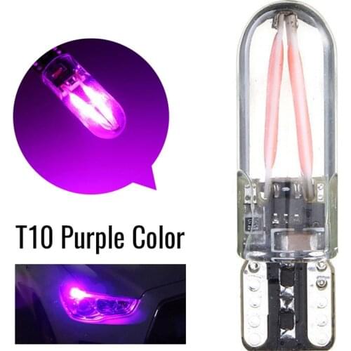 2PCS Universal T10 Purple 194 168 W5W COB LED CANBUS Silica Bright Glass License Light Bulbs Headlight Bulb Daytime Running Lamp
