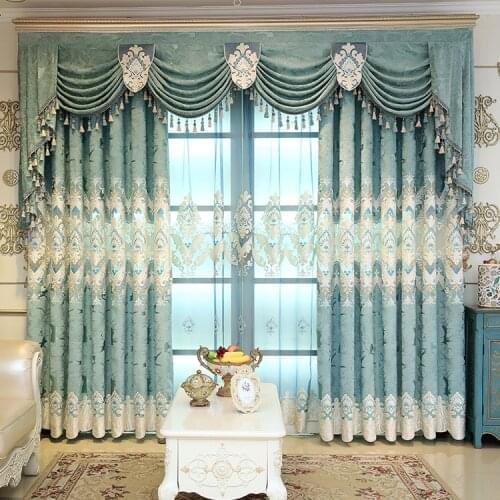 Curtains for Living Dining Room Curtains for Bedroom Chenille Jacquard European Embroidery Valance Curtain for Balcony Curtain