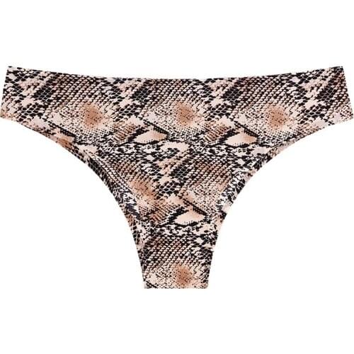 European code ice silk without trace panties female sense leopard grain low waist one type lady triangle trouser head summer