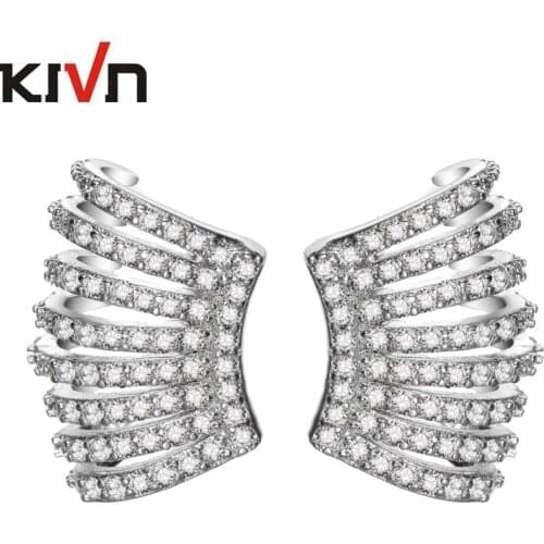 Womens Fashion Jewelry Stylish CZ Cubic Zirconia Bridal Wedding Ear Cuff Earrings for Girls Promotion Birthday Christmas Gifts