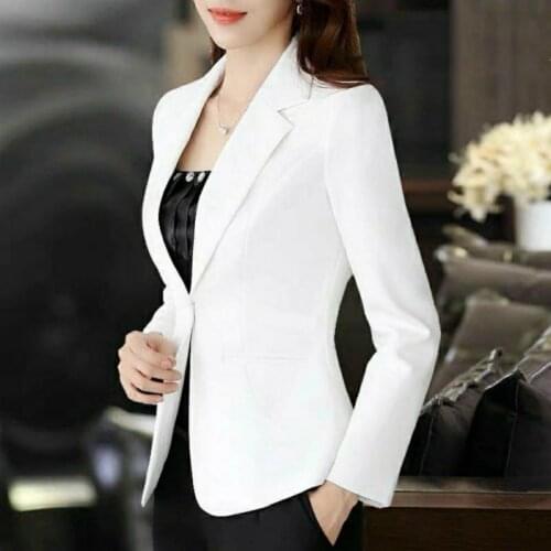 Plus Size 4XL Women Fashion Fitting Blazer Coat Office Lady Long Sleeve Single Button Pockets Female Outerwear Veste Femme