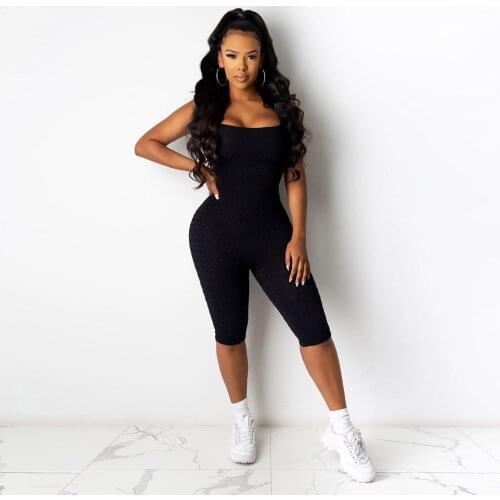Women Sexy Bodycon Jumpsuit Fitness Elastic Bandage Backless Bodysuit Fashion Female Solod Color Workout Push Up Jumpsuit#f35