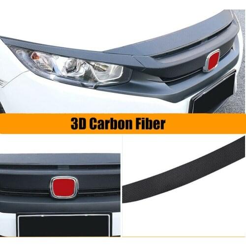 1PC For Honda Civic 2016-2019 Grille Decal Car Carbon Fiber Texture Front Bumper Sticker High Quality