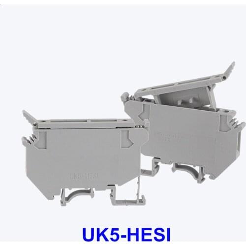 10PCS UK5-HESI UK5RD 4mm2 DIN Rail Screw Clamp Fuse Terminal Blocks Connector UK-HESI GREY / BLACK COLORS