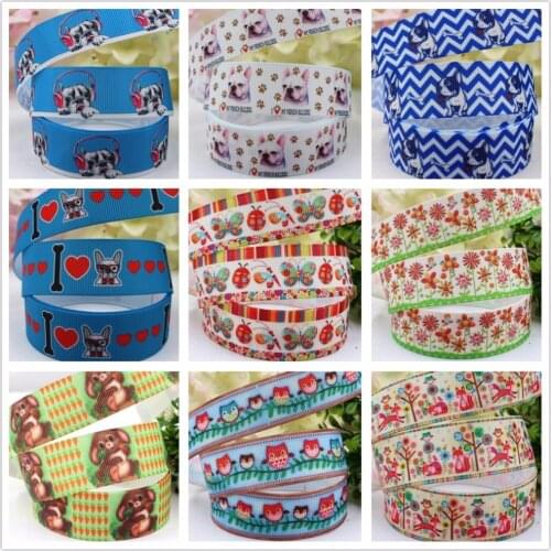 16578 ,22MM Classic Pet dog cartoon design Printed grosgrain ribbon, DIY handmadeHair accessories Material wedding gift wrap