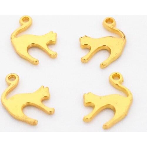 20pcs 19x14X1.8mm Gold Color Plated Cute Cat Charms Pendant DIY Handmade Necklace bracelet Jewelry Accessories