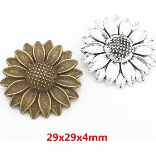 30pcs 29X29MM Handmade Fashion Sunflower Flower Charms Metal Vintage Pendants for Bracelet Necklace Earring DIY Jewelry Making
