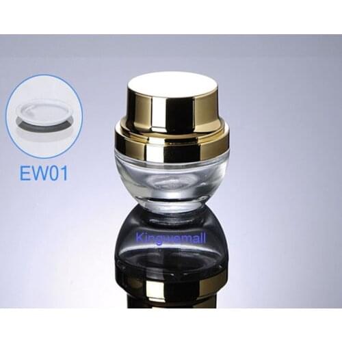 300pcs/lot Newest 20g 20ml High Grade Glass Cream Jar Clear with Gold Color For Cosmetic Packaging EW01