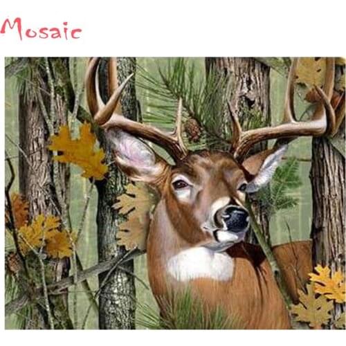 5D DIY Full Round Diamond Painting forest Full Square Diamond Embroidery deer animal Mosaic mosaic Picture Of Rhinestone decor