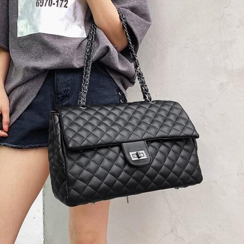 Large Diamond Pattern Women Crossbody Bag Chain Quilted Messenger Bags Female Plaid Shoulder Bag Big Rhombus Lattice Handbag Sac