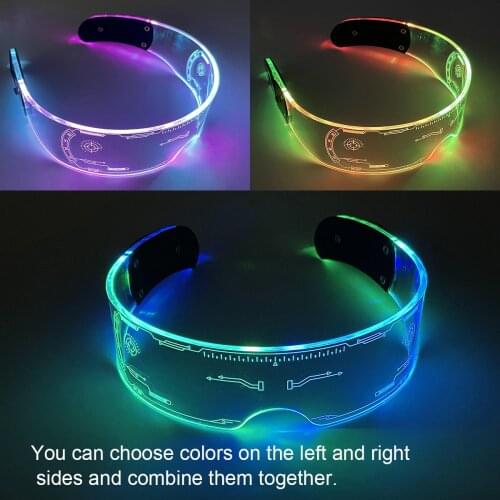 7 Color Decorative Glasses Colorful Luminous Glasses LED Light Up Eyeglasses for Bar KTV Halloween Birthday Cyberpunk Party