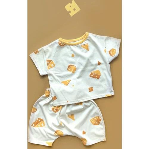 7987 Baby Clothes Twins Clothes 2021 New Cute Cheese Printed Baby Bodysuit With Hat Or Baby Girl 2 Pieces Suit 0-3T Boys Outfit