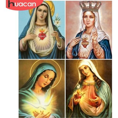HUACAN Paint By Number Virgin Mary Drawing On Canvas Painting By Numbers Jesus Kits Religion Handpainted Wall Arts