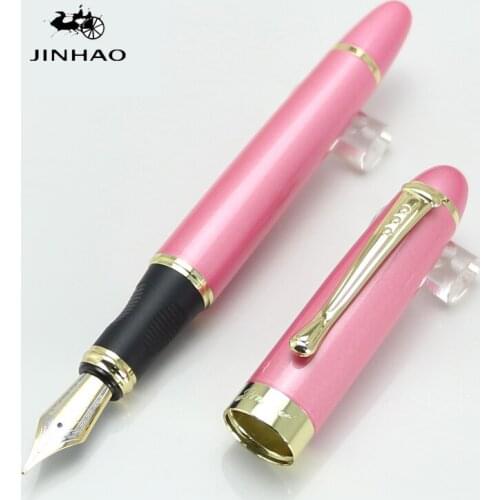 Jinhao X450 Fountain Pen 18KGP 0.7mm Broad Nib Without Pencil Box School Office Stationery 22 Styles Pink And Gold