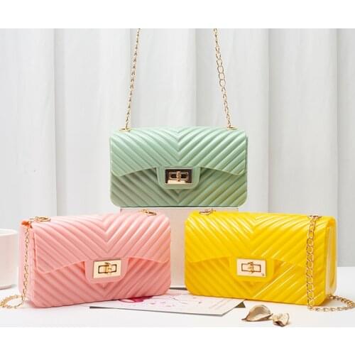 MINI SIZE Jelly Handbags Womens Shoulder Bag PVC Flap Crossbody Bags for Women 2021 Cluth Purse with Lock Drop Shipping