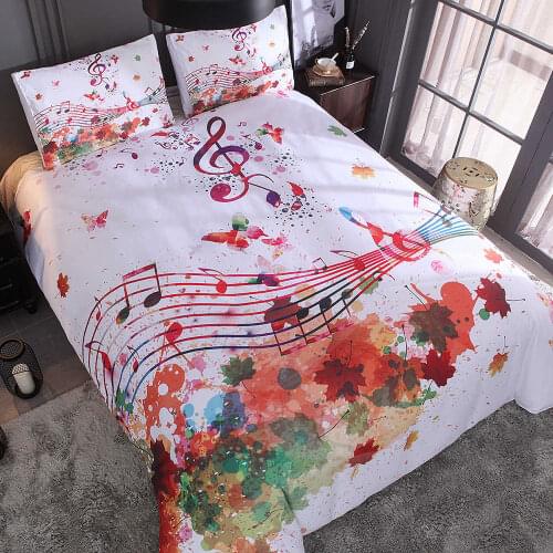 Musical Note Bedding Sets Color Ink Splashing Duvet Cover Pillowcase Double Beds King Queen Brief White bed linen Holiday gift