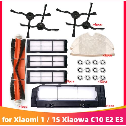 Roller Brush Cover HEPA Filter Cartridge Water Tank Mop Rag Replacement for Xiaomi 1 / 1S Xiaowa C10 E2 E3 Vacuum Cleaner Parts