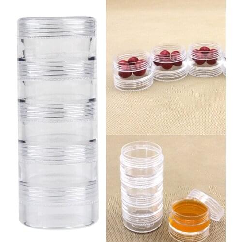 New Five Conjoined Round Bottle Plastic Storage Bead Jewelry Packing Boxes Tools Environmental
