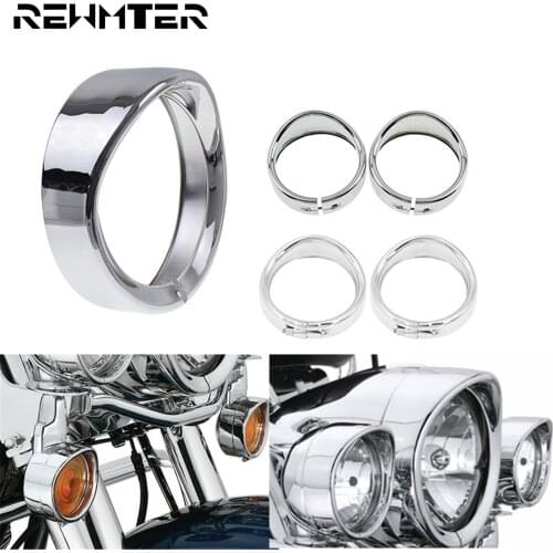 Motorcycle 7" Headlight Trim Ring &4.5 '' Fog Light Cover &Chrome Visor Style Turn Signal Trim Ring For Harley Touring Softail