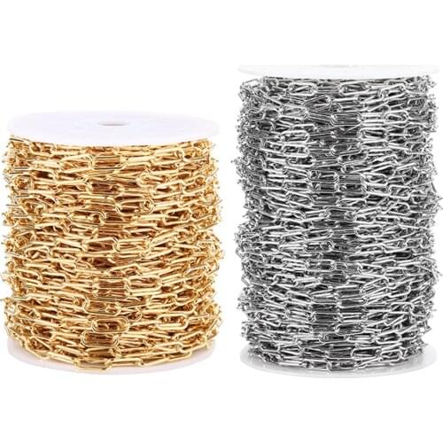 Wholesale 1M Bulk Chain Hip Hop Stainless Steel Cable Flat Link Chain DIY For Necklace Bracelet Jewelry Making