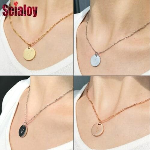 Seialoy Simple DIY O Word Chain Necklace Letter Charm Name Initial Pendant Necklaces For Women Girls Birthday Gift Jewelry