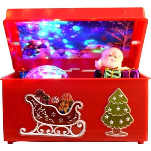 Christmas Music Box With Singing Santa Claus And Flashing Color Ornaments Music Box Home Decoration Gifts For Birthday Christmas
