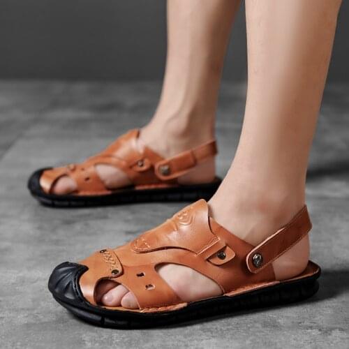 Mens Walking Sandals Luxury Sandals Men Mens Comfort Footwear Summer Sandalias Piel Hombre Rubber Shoes Platform Gladiator For