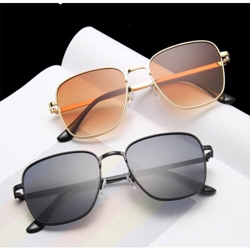 Classic Fashion Women Oversized Sunglasses Anti-Reflective Mirror Vintage Square Metal Glasses Men Driving Sun Glasses Uv400