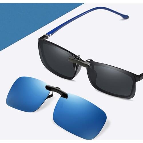Clip on Sunglasses Fishing 100% Polarized UV400 Men Square Frame Lens Sun Glasses Women Day and Night Vision Driving Eyewear