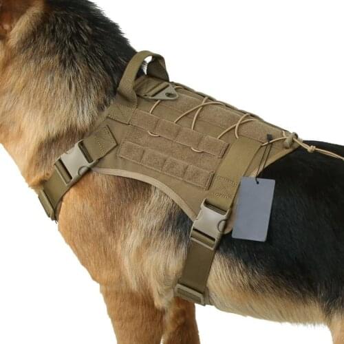 Tactical Dog Harness Military Dog Harness Working Dog Vest Molle Adjustable Training Vest Patrol K9 Harness Large with Handle