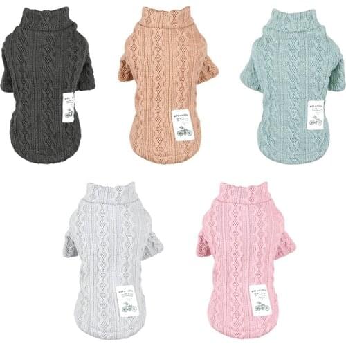 Pet Dog Winter Keep Warm Sweater Clothes Jumper 3D Twist knitted Coat Knitwear For Small Medium Dogs Cat Turtleneck Clothing