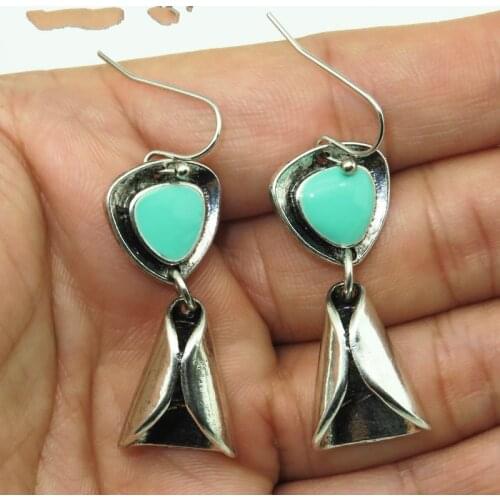 Retro Ethnic Wind Chime Drop Earrings for Women Fema Bohemian Blue Stone Statement Dangle Earrings Fashion Party Jewelry