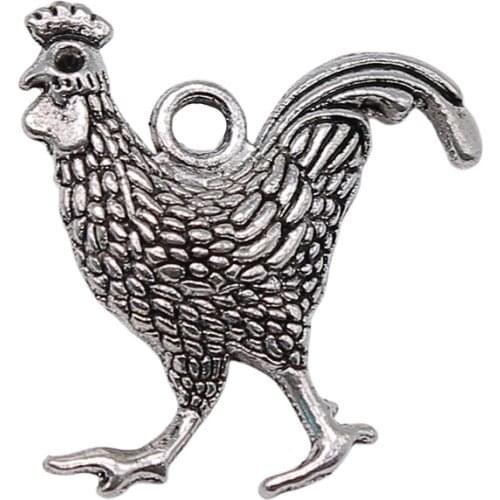 WYSIWYG 4pcs 24x22mm Cock Rooster Chicken Charm Pendants For Jewelry Making Cock Pendants Charm Rooster Cock